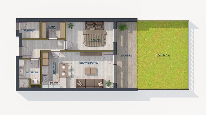 BYT 2+KK SE ZAHRADOU, TERASOU A PARKOVACÍM STÁNÍM – WILLOW RESORT, ČESKÉ VRBNÉ