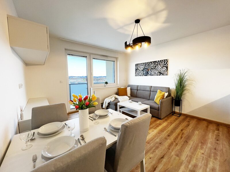 Jedinečná nabídka bytu 2+kk s velkým balkonem, vlastní garážové stání a sklep, České Budějovice